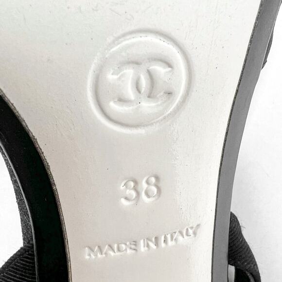 Chanel 06P G25060 Black Slingback Heels Camellia Bow 2006 Archive Y2K - Picture 6 of 8